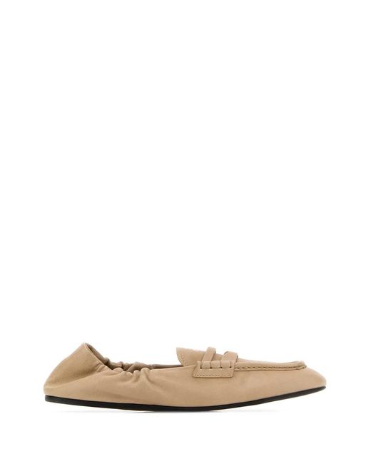 Miu Miu White Ruches Leather Loafers