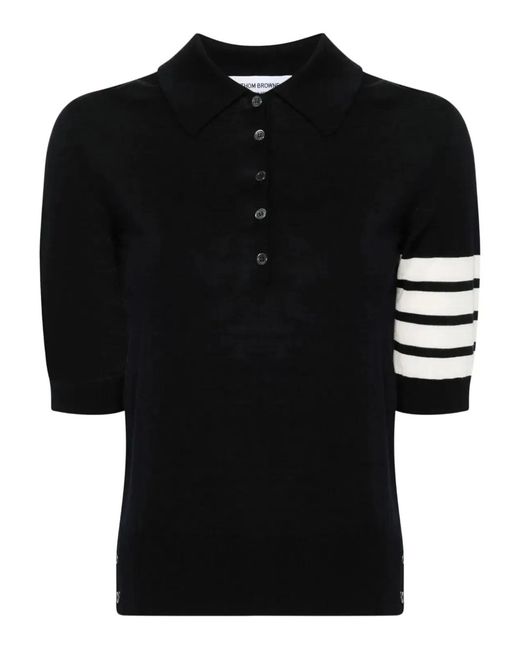 Thom Browne Black Wool Polo Shirt