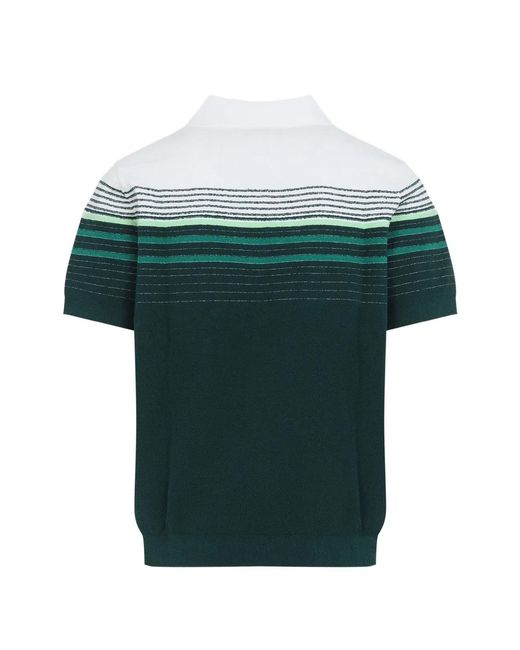 Casablanca Green Striped-Knit Polo Shirt for men