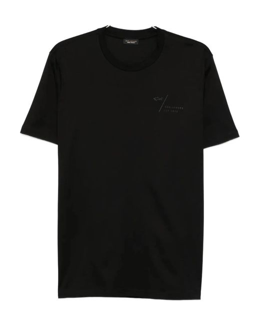 Paul & Shark Black Paul & Shark Back-Print Cotton T-Shirt for men