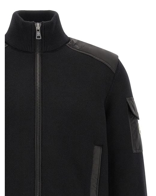 Moncler Black The 'Padded Wool Zip-Up' Cardigan for men