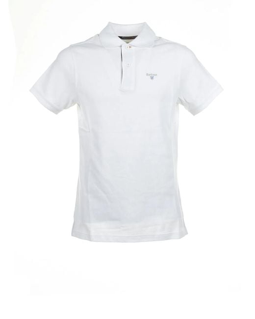 Barbour White Tartan Pique Polo for men