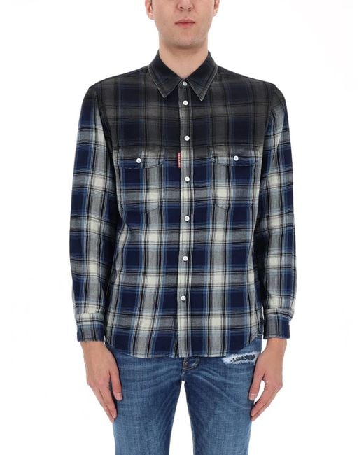 DSquared² Blue Cotton Shirt for men