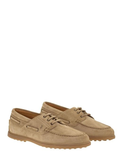 Tod's Brown Suede Boat Shoe for men