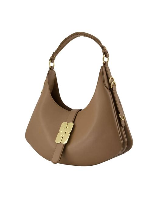 Ganni Brown Kat Small Butter Shoulder Bag