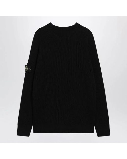 Stone Island Black Wool Sweater for men