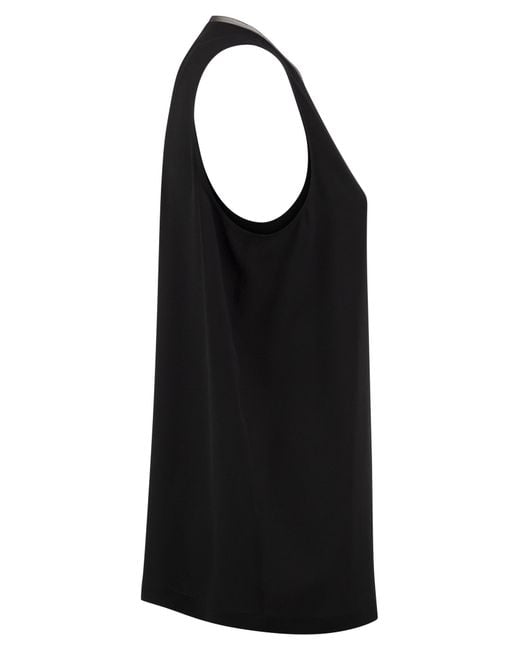 Fabiana Filippi Black Silk-Blend Sleeveless V-Neck Top