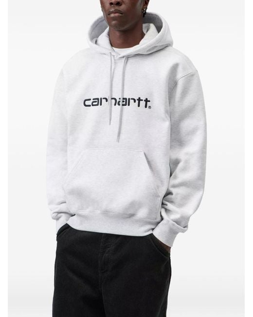 Carhartt White Logo Cotton Hoodie for men