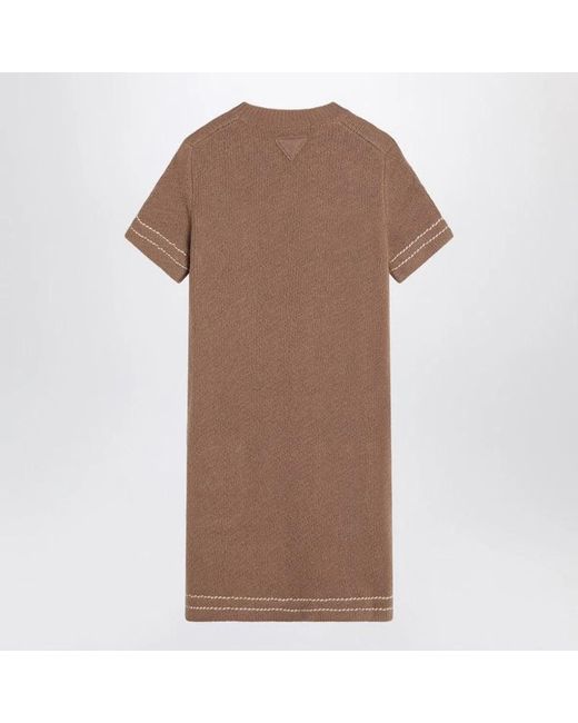 Prada Brown Camel-Coloured Cashmere Short Dress