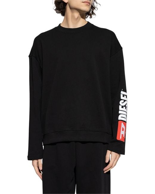 DIESEL Black Logo Sleeve Crewneck for men