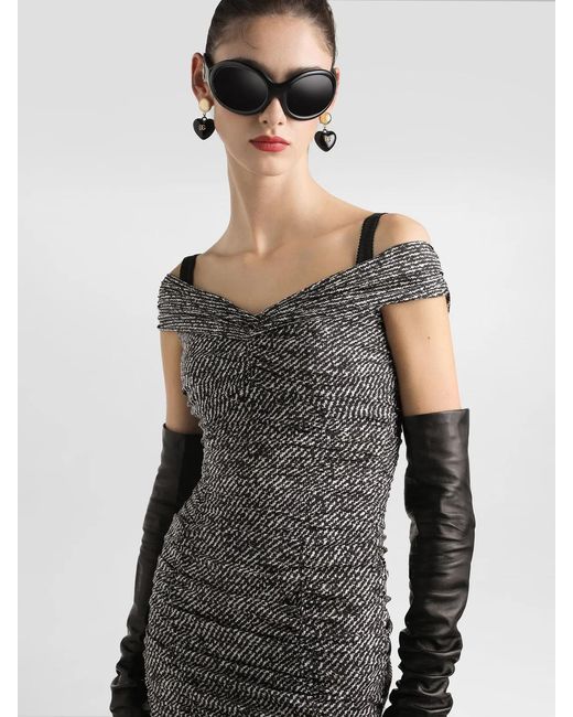 Dolce & Gabbana Gray Dolce & Gabbana Diagonal Print Dress