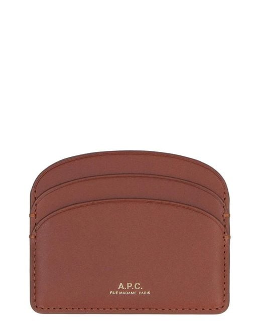 A.P.C. Purple Logo Detail Leather Card Holder Cowhide Wallets & Purses