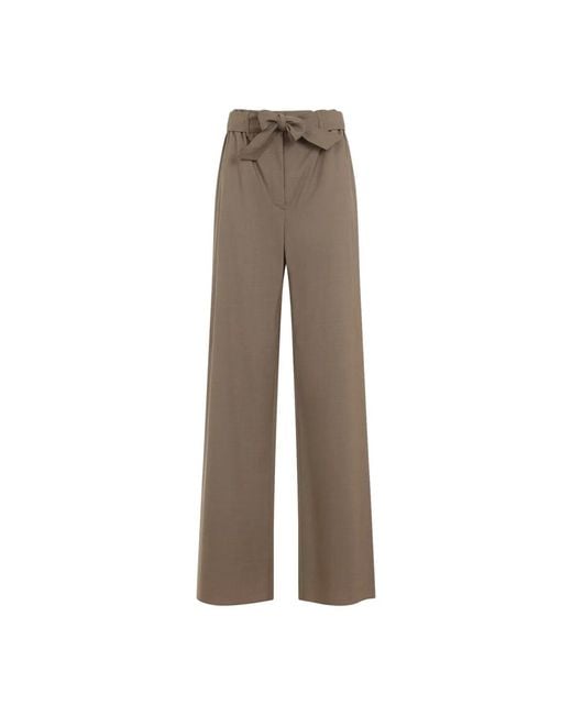 Max Mara Brown Tobacco Light Virgin Wool Salpa Bow Pants