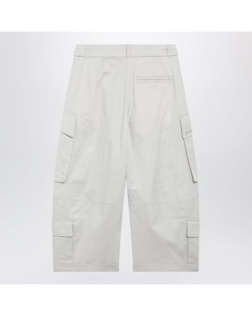 Acne White Light Cotton Cargo Trousers With Belt