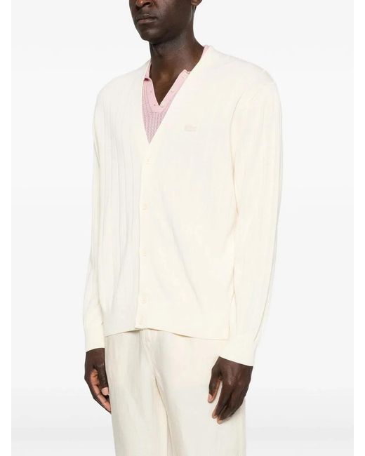Lacoste Natural Button Ribbed Cardigan for men