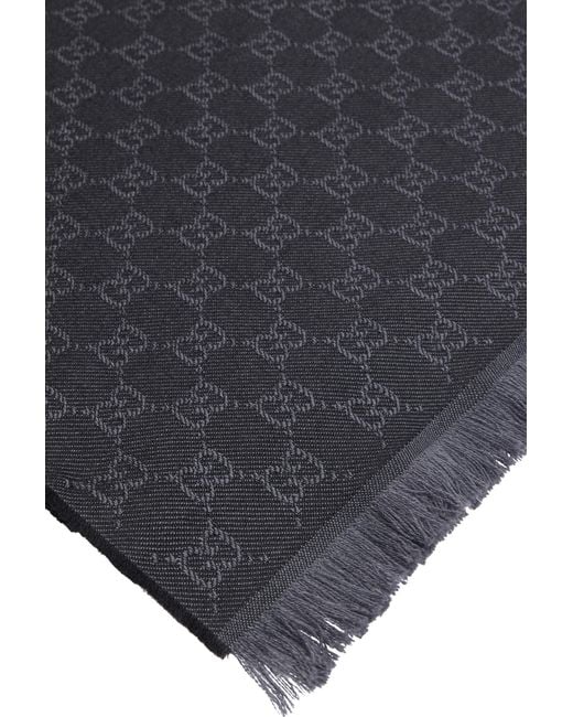 Gucci Black Gg Wool Scarf