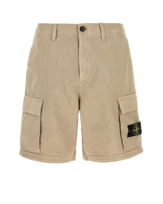 Stone Island Natural Nylon Bermuda Shorts for men