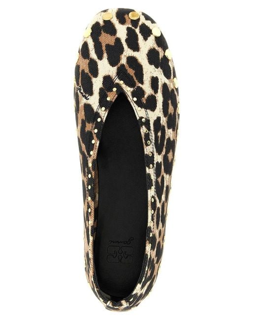 Ganni Multicolor Animal Print Ballet Flats