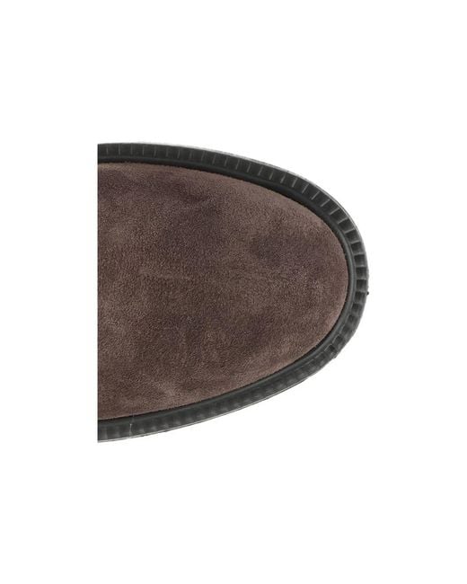 Tod's Brown Calf Leather Polyester Flat Shoes