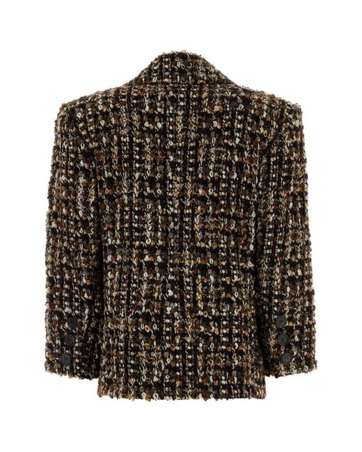 Saint Laurent Black Tweed Blazer With Silk Lining