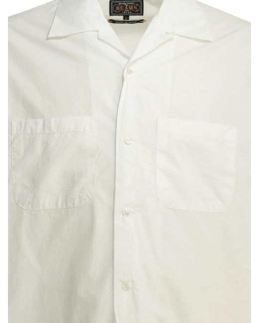 Beams Plus White Pima Cotton Casual Shirt for men