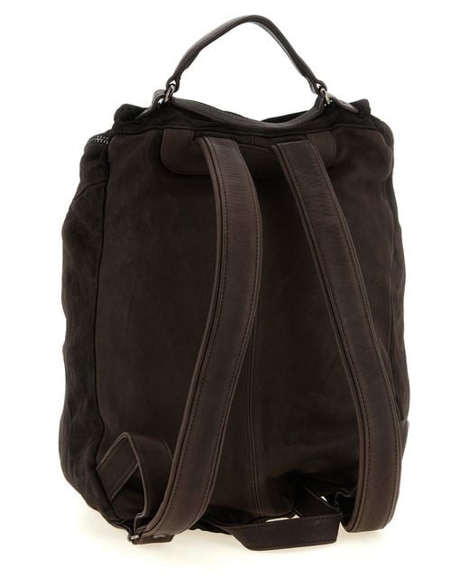 Giorgio Brato Black Leather Backpack for men