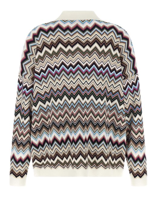 Missoni Gray Zigzag Polo Shirt