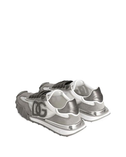 Dolce & Gabbana White Dolce & Gabbana Graphite Leather Flat Shoes