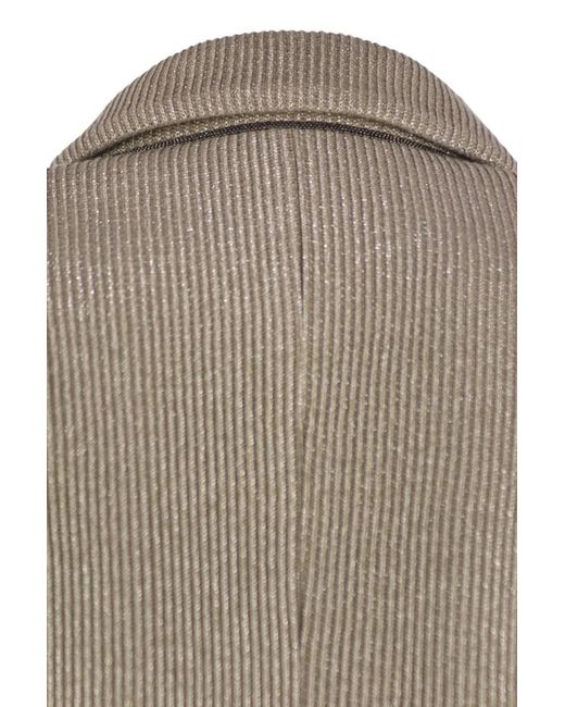 Brunello Cucinelli Brown Sparkling English Rib Cotton And Viscose Knitted Jacket With Monili
