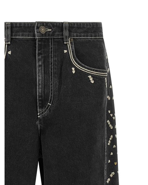 Isabel Marant Black 'Jorian' Jeans With Embroideries for men