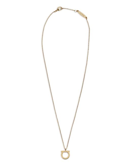 Ferragamo White Tone Gancini Statement Pendant Bijoux