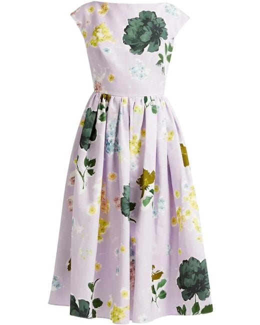 Erdem White Vestido Margot Flores Escote B