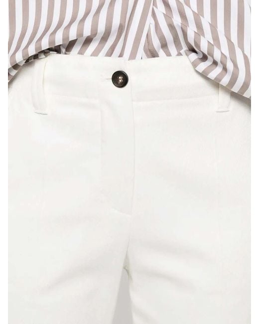 Brunello Cucinelli White Cotton Elastan Pants