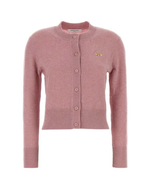 Maison Kitsuné Pink Baby Fox Lambswool Fitted Cardigan