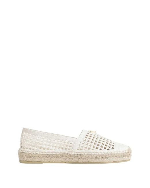 Prada White Cotton Polyester Flat Shoes