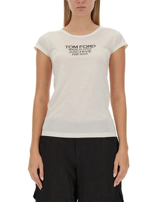 Tom Ford White T-Shirt With Logo