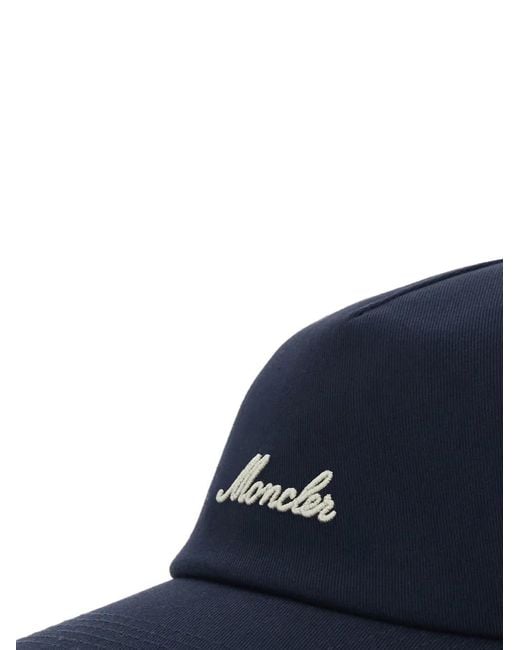 Moncler Blue Baseball Cap With Embroidered Logo for men