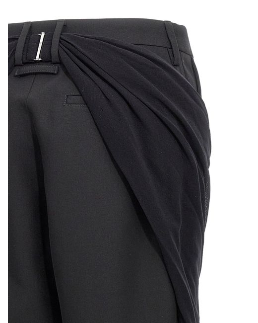Jean Paul Gaultier Black Wool Trousers With Tulle Draping Detail