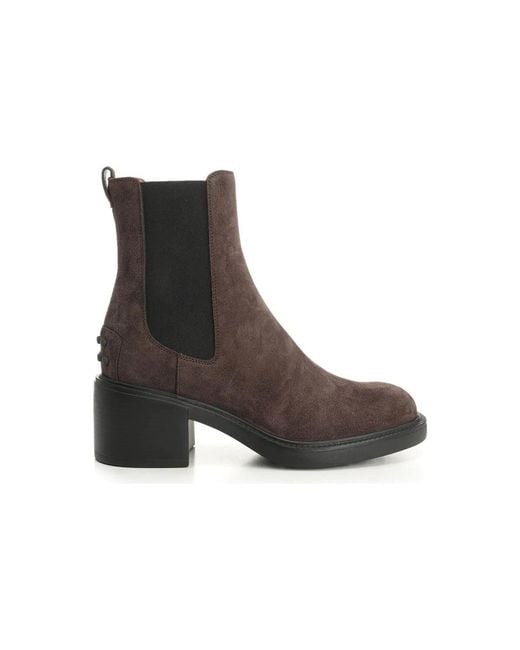 Tod's Brown Calf Leather Polyester Flat Shoes