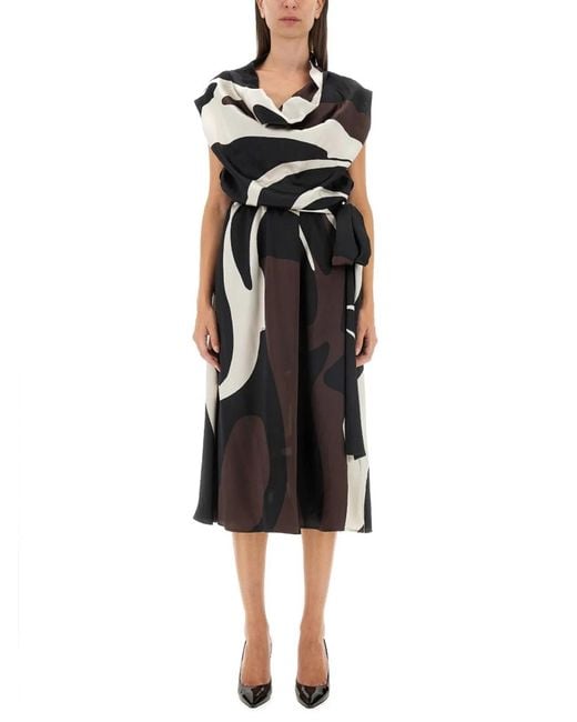 Kiton Black Dress With Print