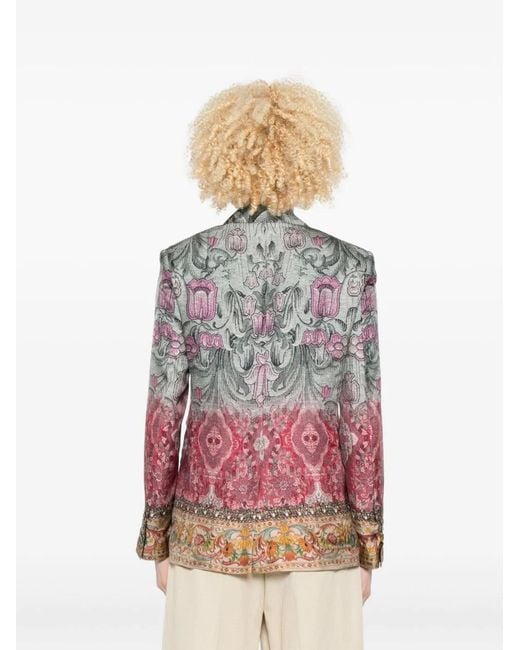 Pierre Louis Mascia Red Silk Single-Breasted Jacket