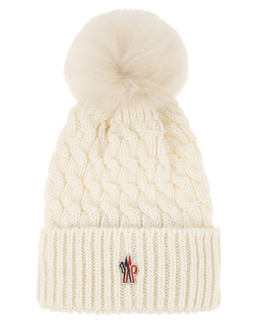 Moncler Black Wool Hat With Pom Pom