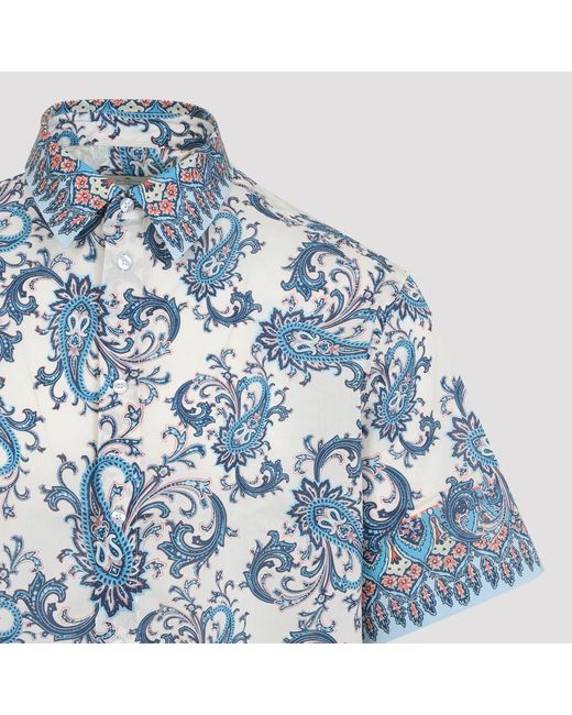 Etro Blue Easy S/S Shirt for men