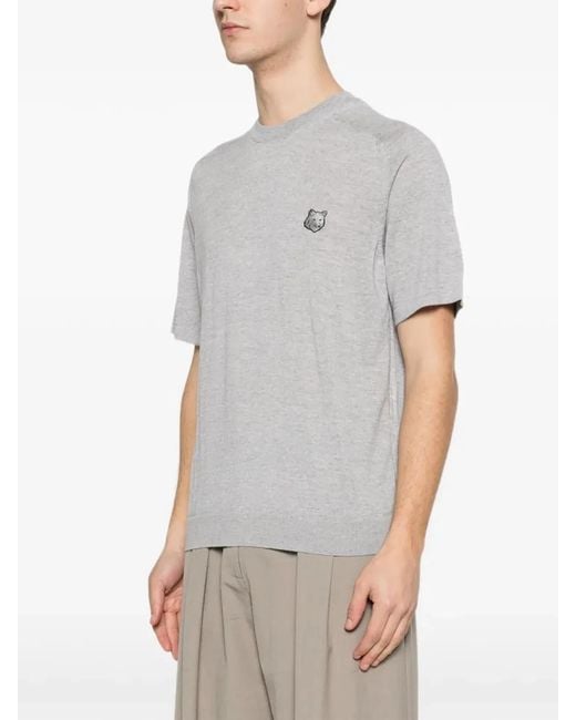 Maison Kitsuné Gray Logo T-Shirt for men