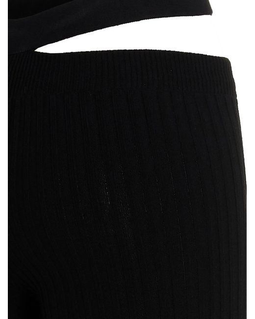 ANDREADAMO Black Ribbed Flared Trousers