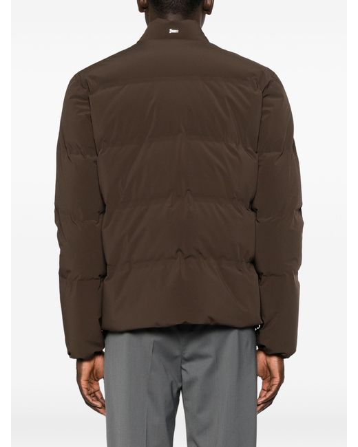 Herno Brown Quilted Press-Stud Jacket for men
