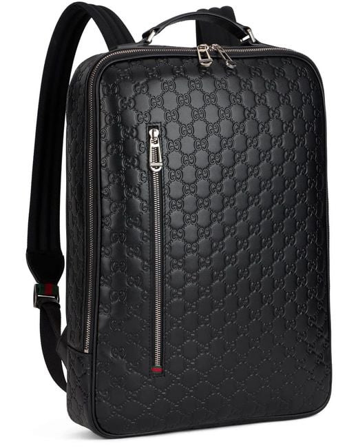 Gucci Black Medium Monogram Leather Backpack for men