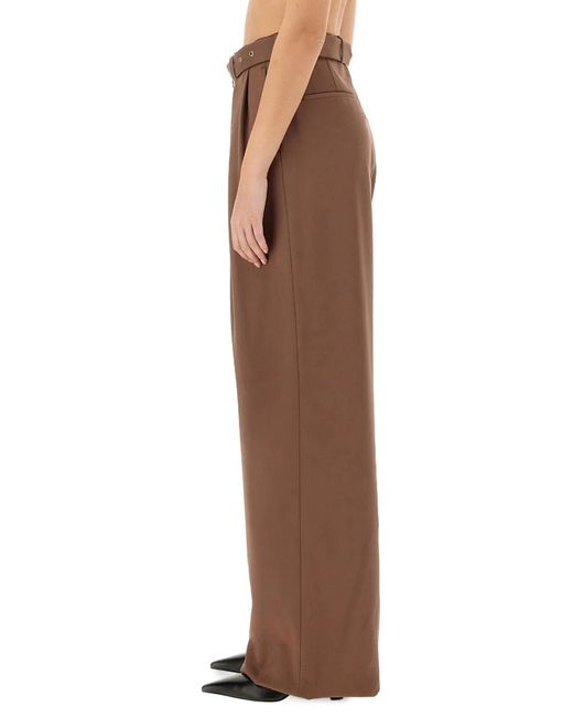Dries Van Noten Brown Wide-Leg Pants With Belt