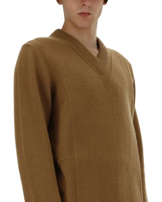 Jil Sander Green V-Neck Sweater for men