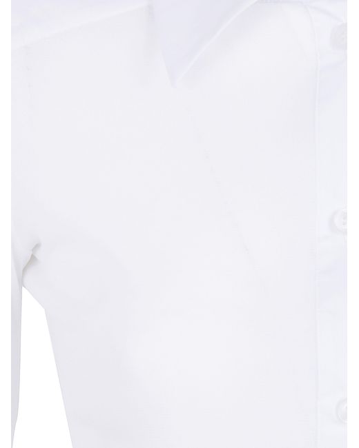D.exterior White Tulle Popeline Polo Shirt